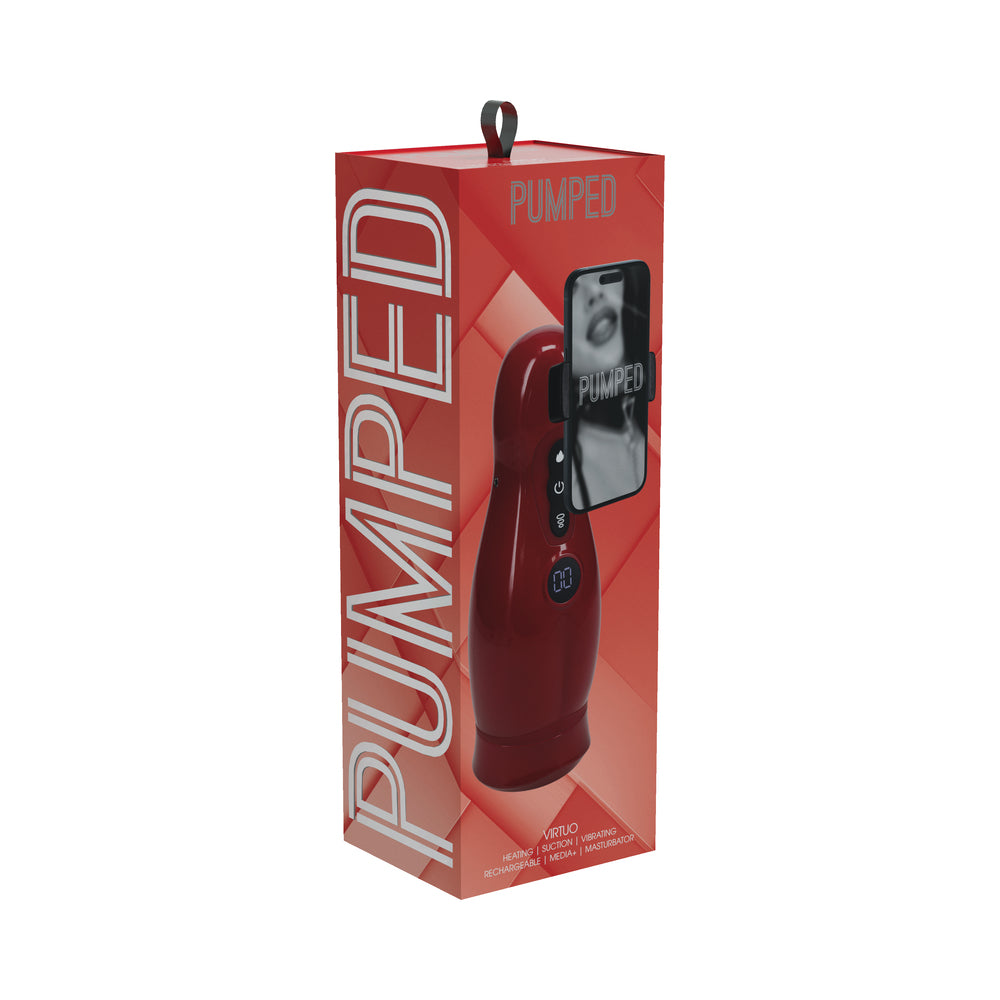 Shots - PUMPED Virtuo Masturbator Suction Vibration Phone Attachment Metallic Red - Masturbation Aids for Males - TPE/TPR/Elastomers
