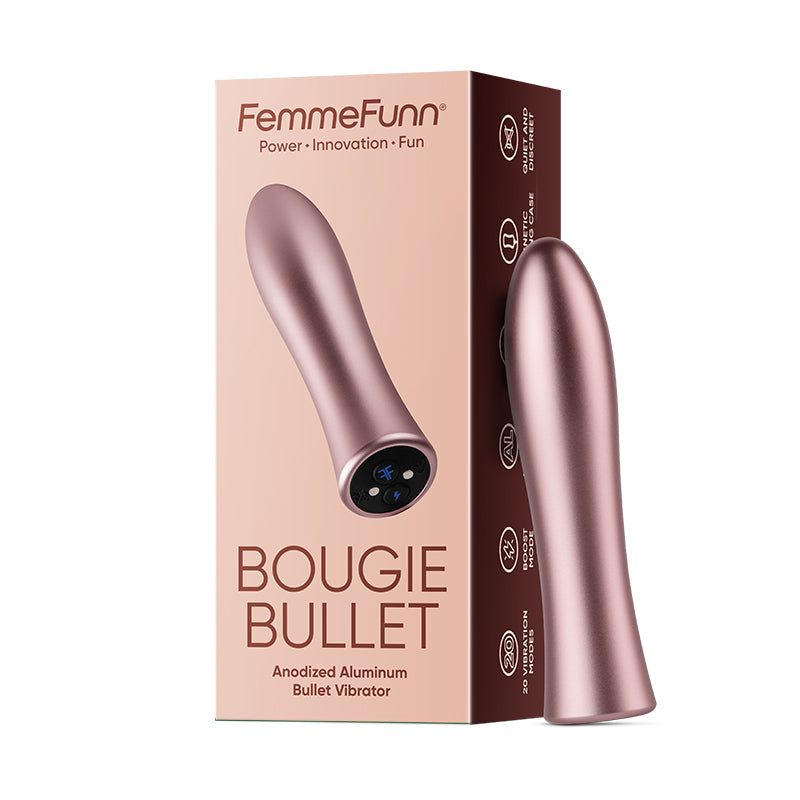 FemmeFunn - FemmeFunn Bougie Bullet Rechargeable Aluminum Vibrator Rose Gold - Vibrators - Metal