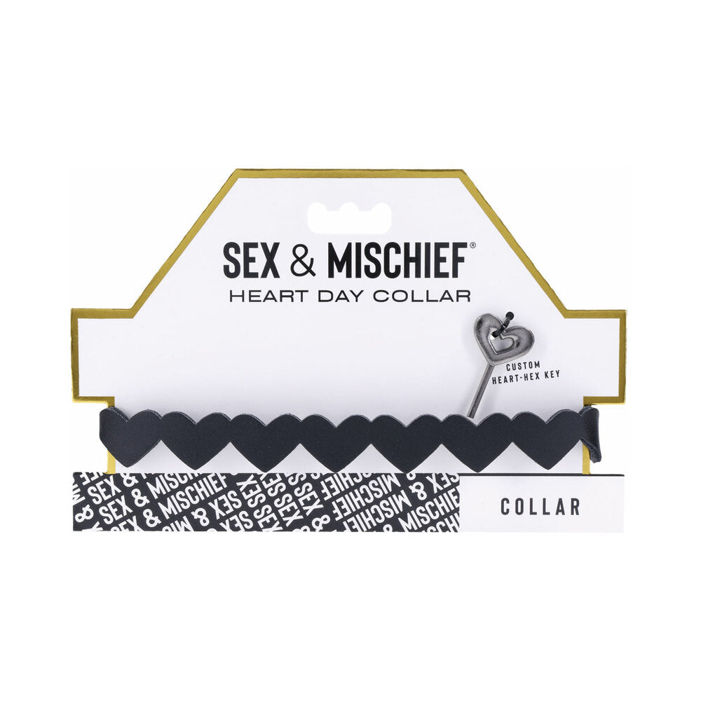 Sportsheets - Sportsheets Sex & Mischief Heart Day Collar - Bondage & Fetish Toys - Faux Leather/Vegan Leather