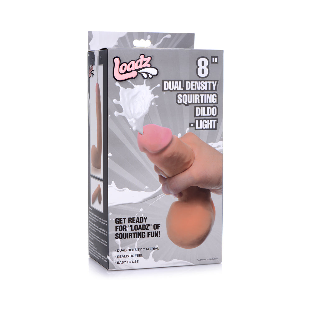 XR Brands - Loadz 8 in. Dual Density Squirting Dildo Light - Dildos - TPE/TPR/Elastomers