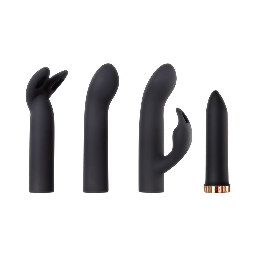 Evolved - Evolved Four Play Rechargeable Silicone Bullet Vibrator and 3-Piece Sleeve Set Black - Vibrators - Silicone