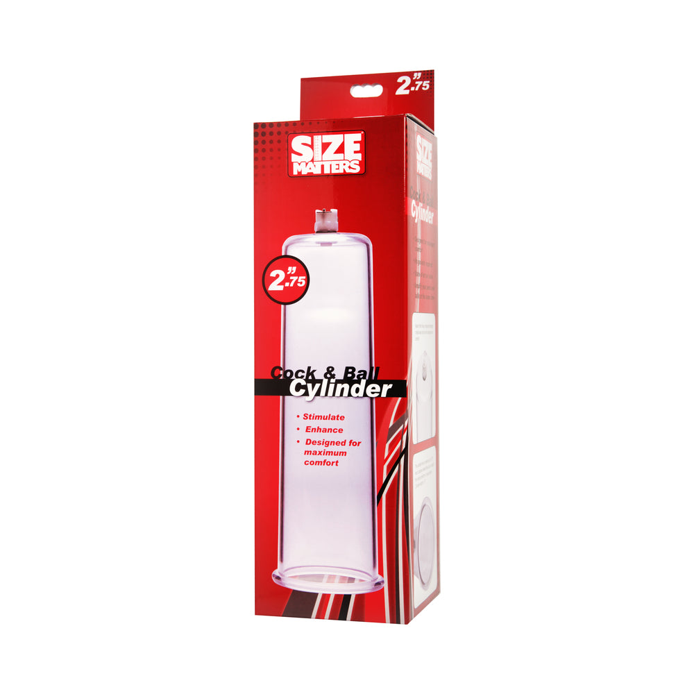 XR Brands - Size Matters Cock and Ball Cylinder 2.75 in. x 11 in. Clear - Pumps & Enlargers - ABS
