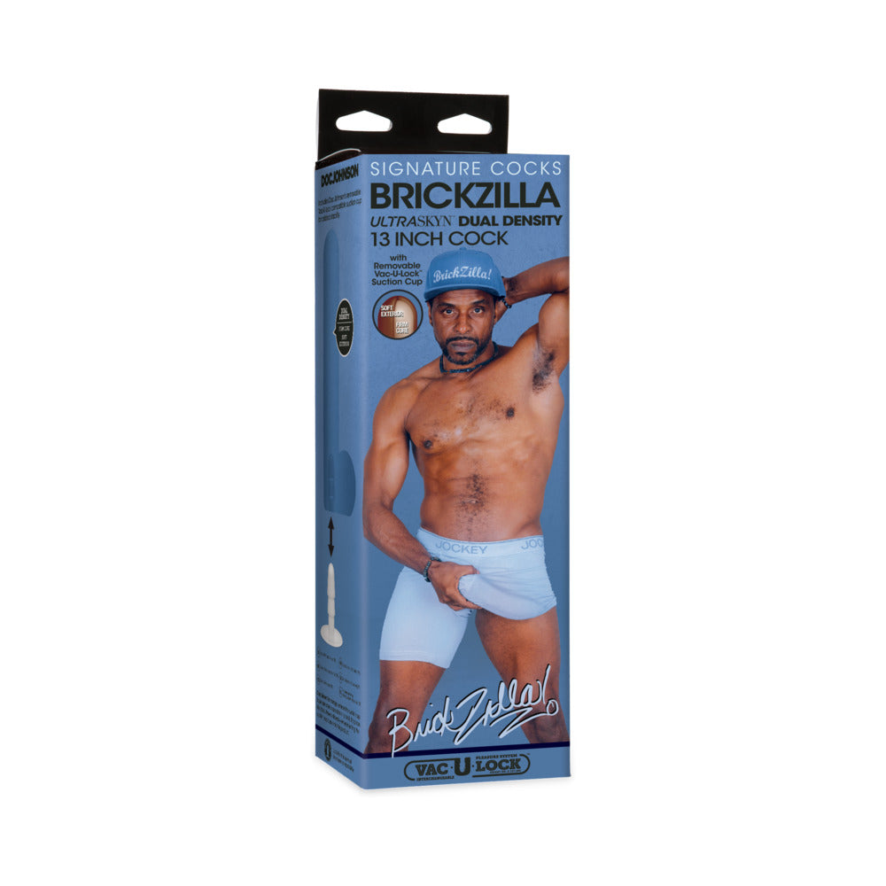 Doc Johnson - Signature Cocks Brickzilla ULTRASKYN Cock with Removable Vac-U-Lock Suction Cup 13in Chocolate - Dildos - TPE/TPR/Elastomers