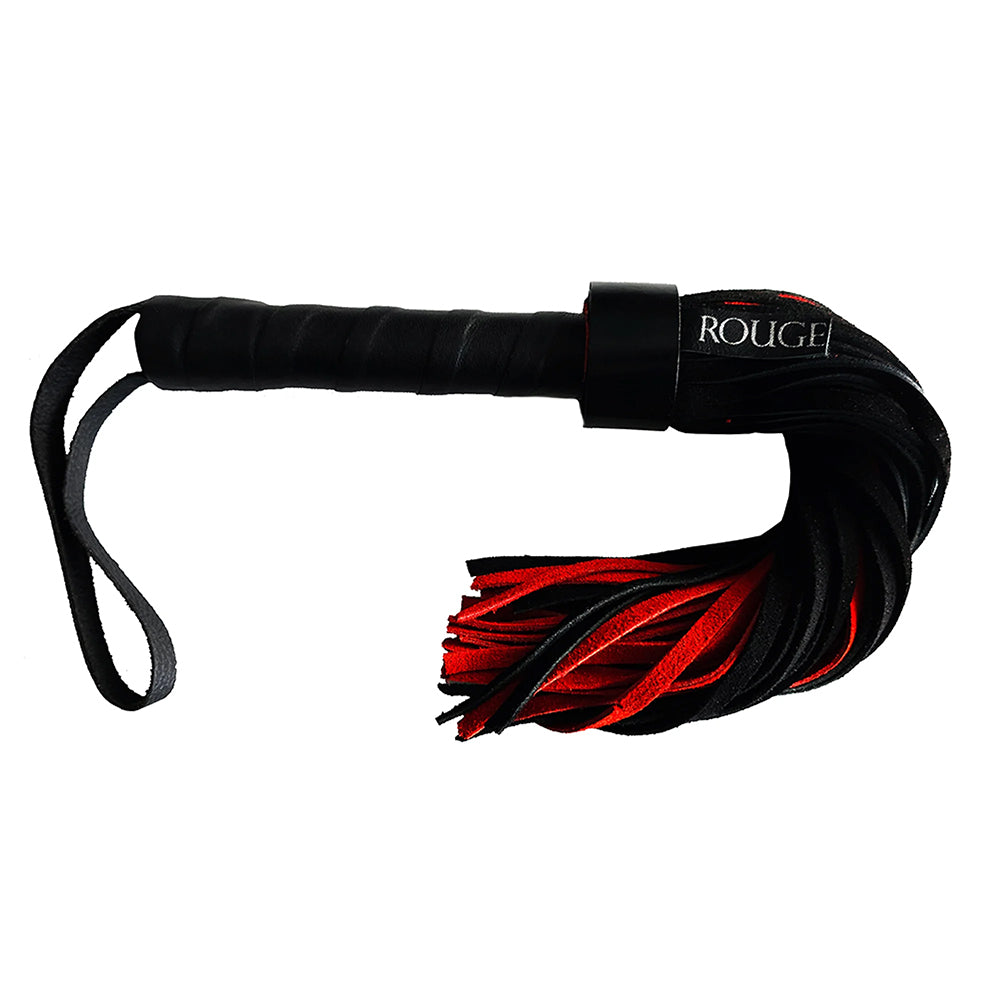 Rouge Garments - Rouge Short Suede Flogger Leather Handle Black/Red - Bondage & Fetish Toys - Leather