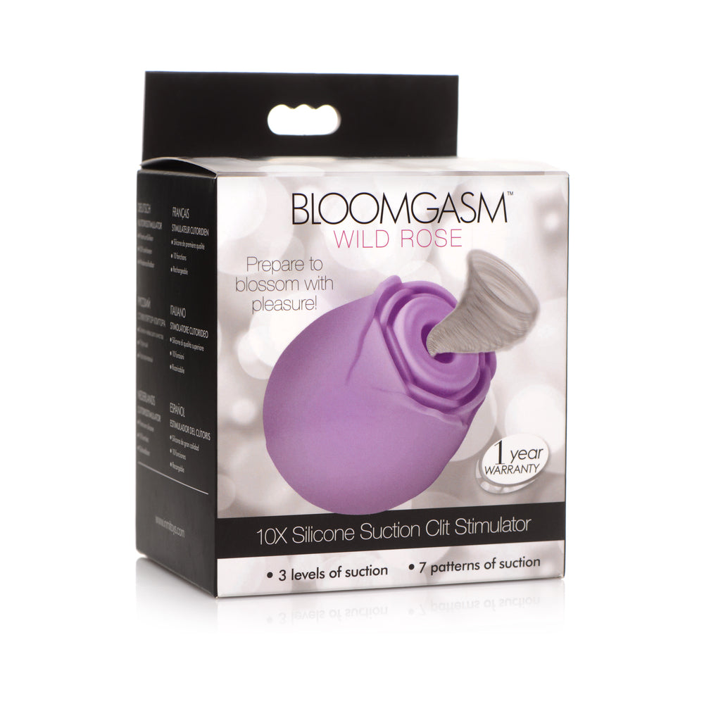 XR Brands - Bloomgasm 10X Wild Rose Silicone Suction Clit Stimulator Purple - Vibrators - Silicone