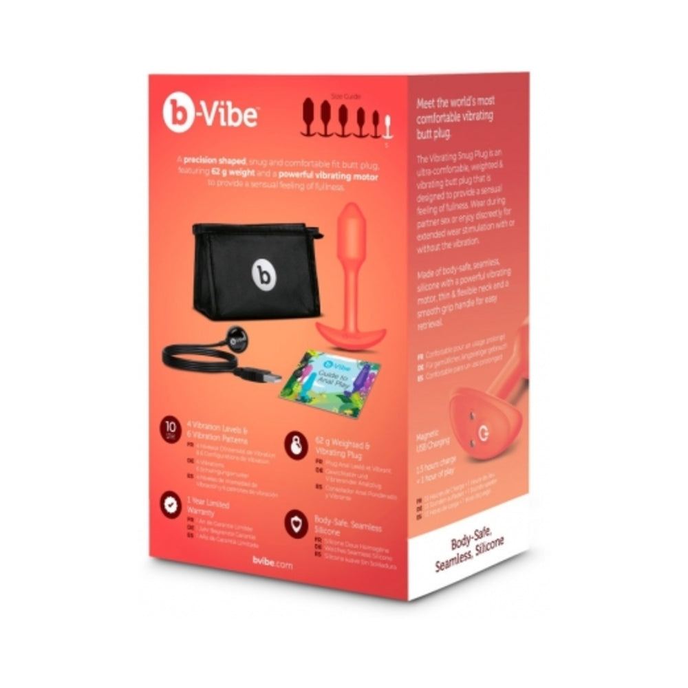 b-Vibe - b-Vibe Vibrating Snug Plug 1 Rechargeable Weighted Silicone Anal Plug Orange - Anal Toys & Stimulators - Silicone