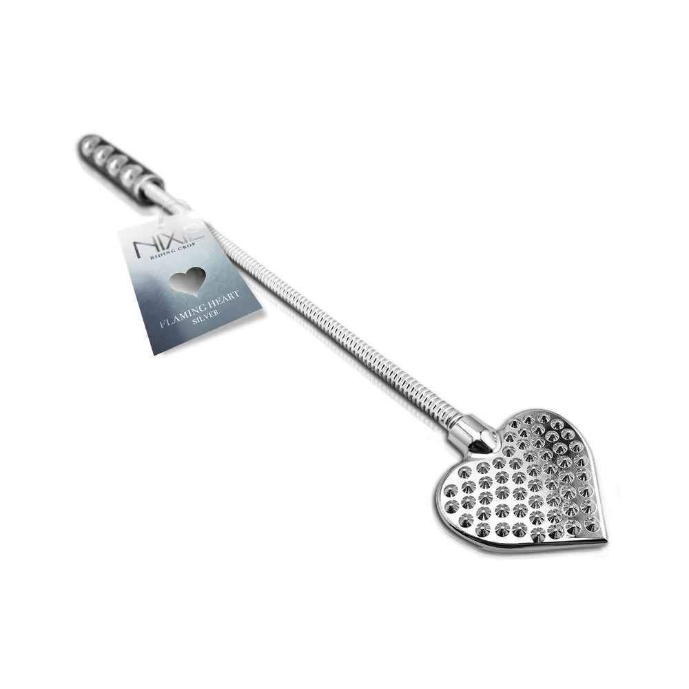 Global Novelties - Nixie Metal Riding Crop Flaming Heart - Bondage & Fetish Toys - Metal