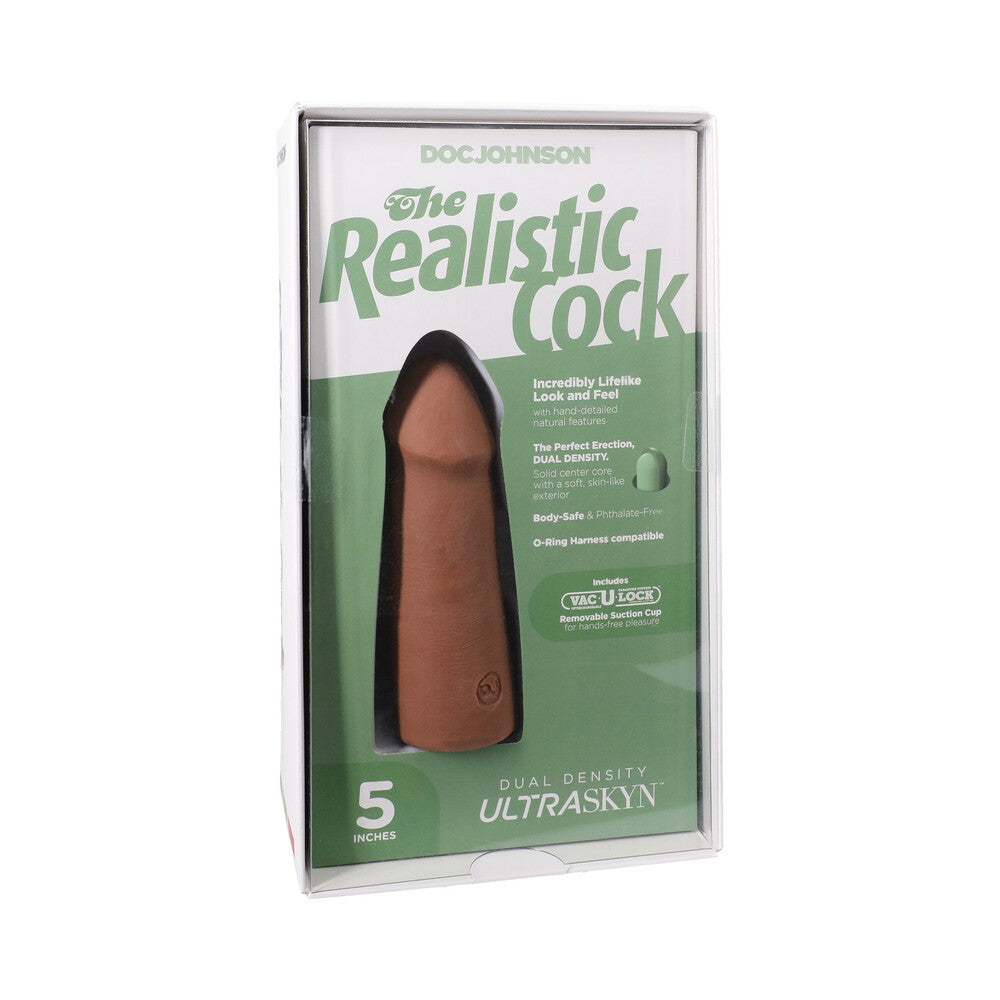 Doc Johnson - The Realistic Cock 5 in. ULTRASKYN Vac-U-Lock Dildo Caramel - Dildos - TPE/TPR/Elastomers
