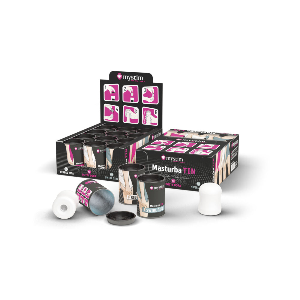 Mystim - Mystim MasturbaTINS Stroker 12-Piece Display - Masturbation Aids for Males