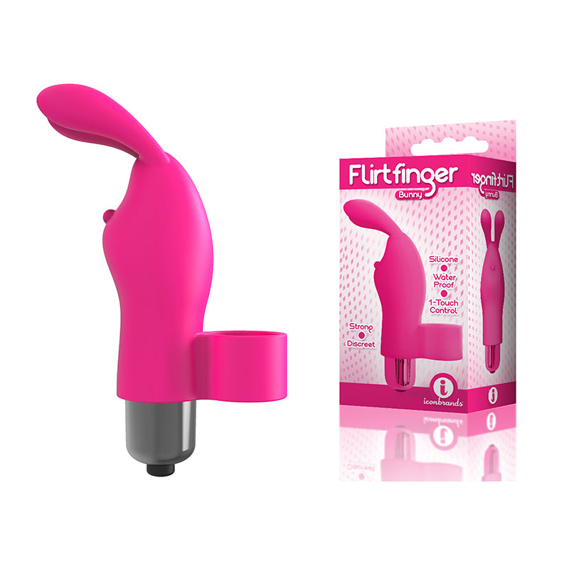 Icon Brands - The 9''s Flirt Finger Bunny Finger Vibrator Pink - Vibrators - Silicone