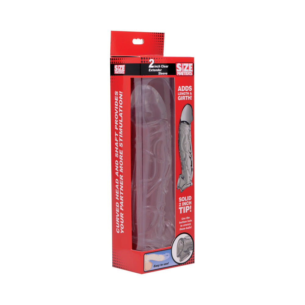 XR Brands - Size Matters 2 in. Clear Extender Sleeve - Bondage & Fetish Toys - TPE/TPR/Elastomers