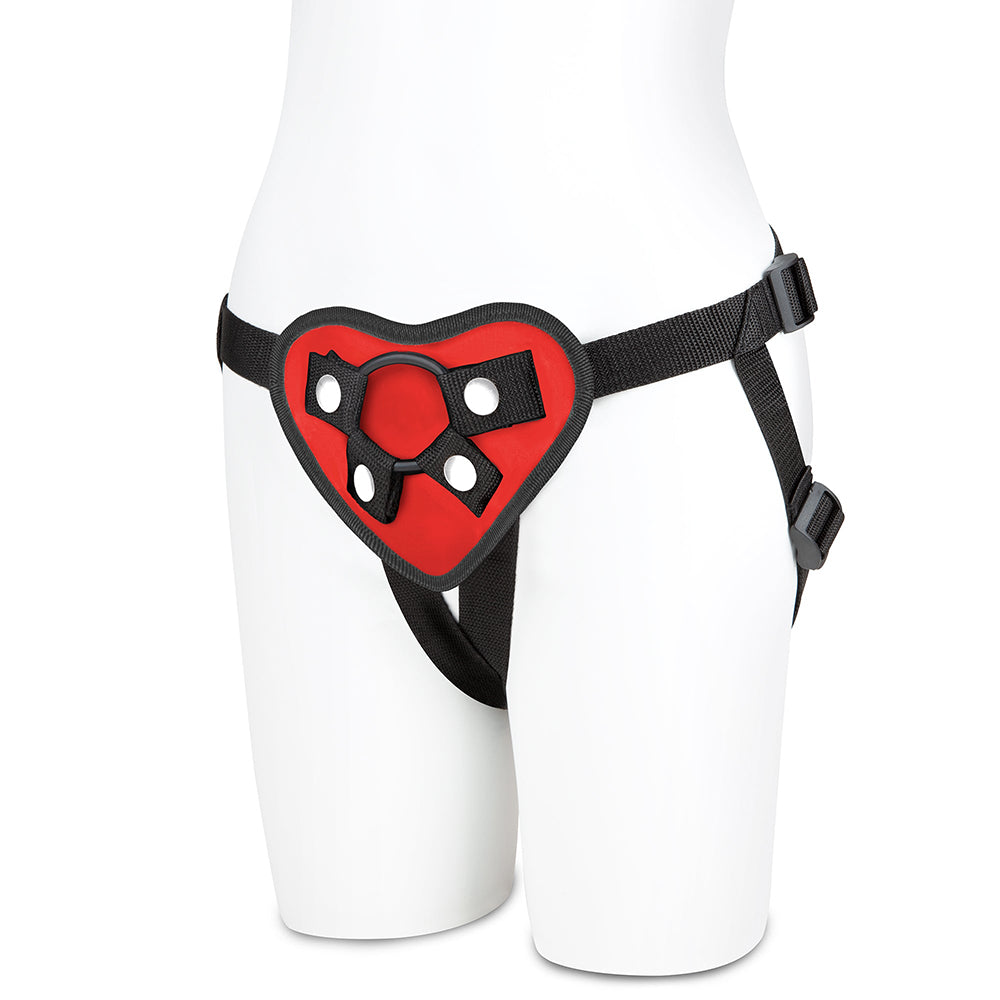 Electric Eel - Lux Fetish Red Heart Strap-On Harness - Harnesses & Strap-Ons - PVC