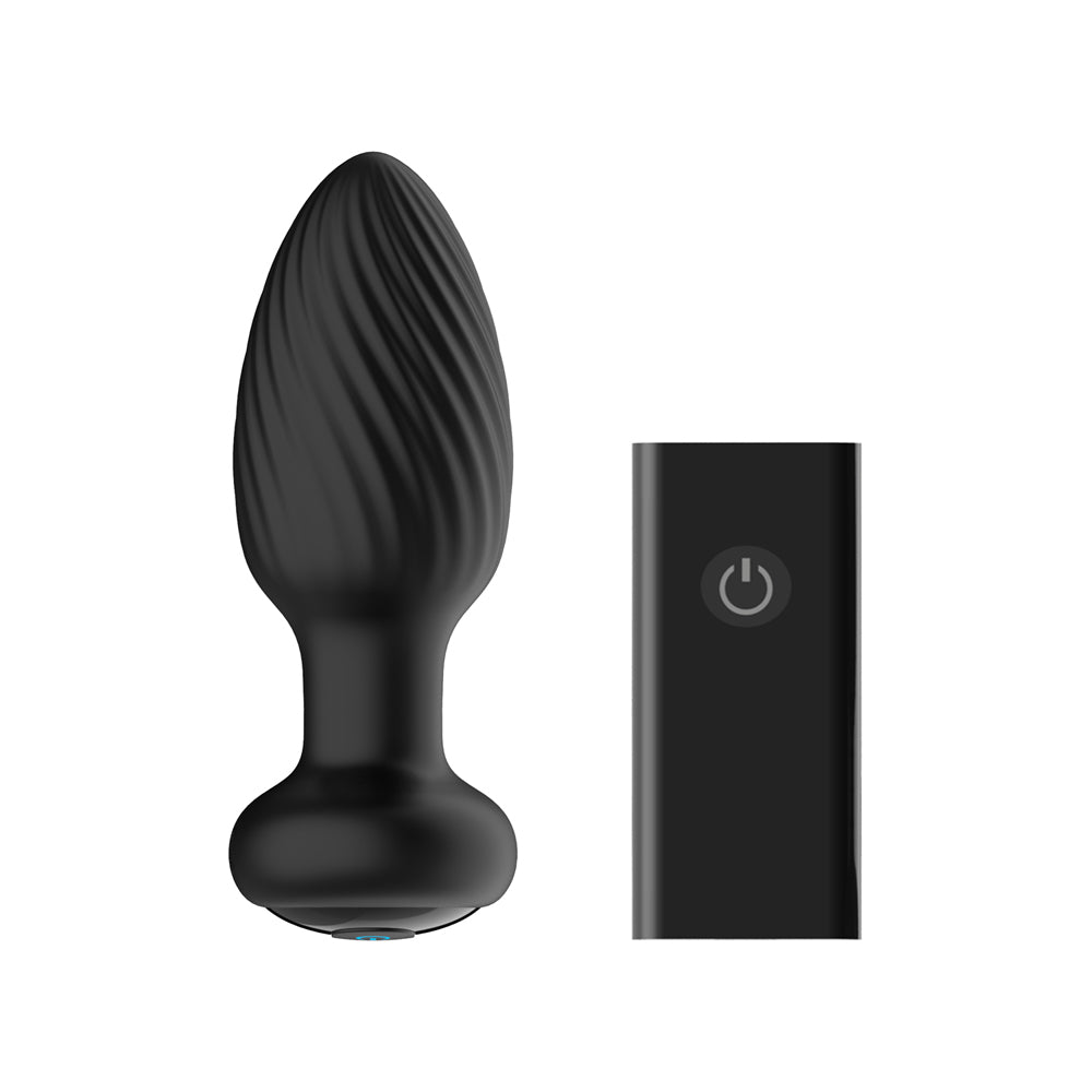 Nexus - Nexus Tornado Rechargeable Remote-Controlled Rotating & Vibrating Textured Silicone Anal Plug Black - Anal Toys & Stimulators - Silicone