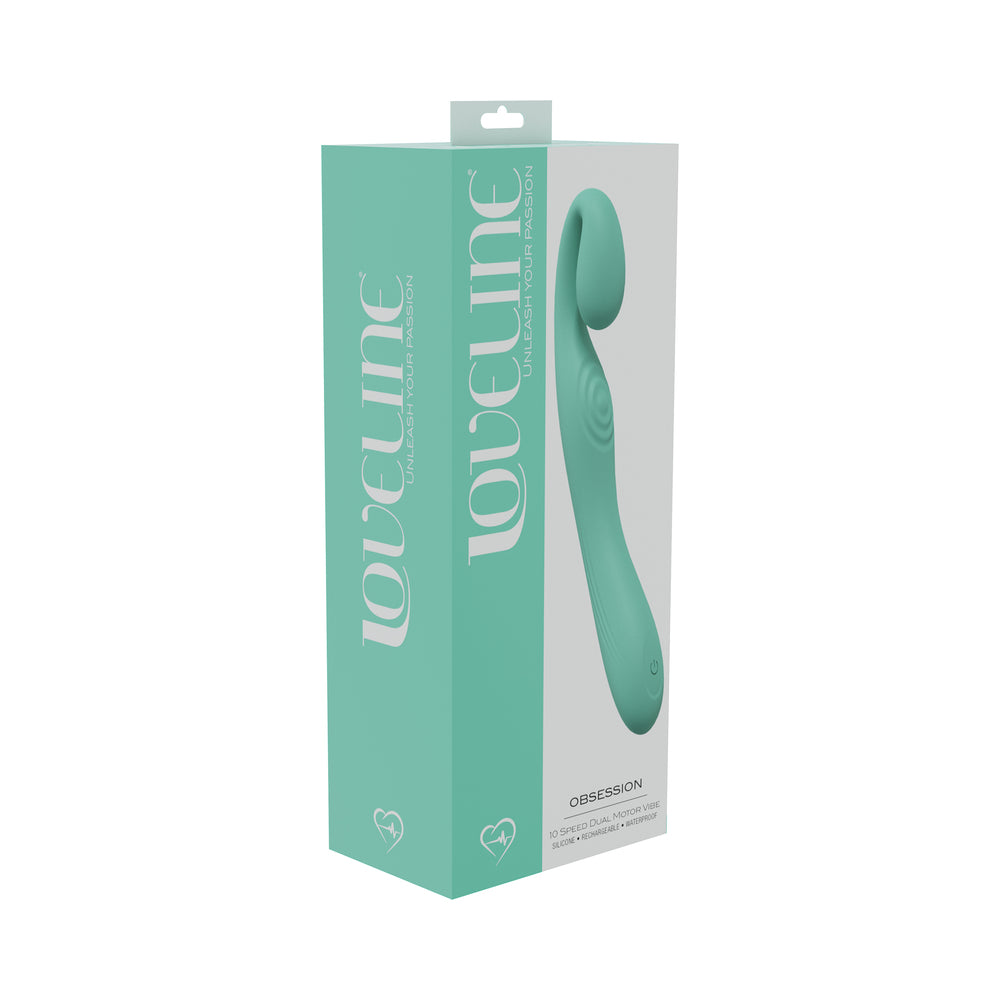 Shots - LoveLine Obsession 10 Speed Dual Motor Vibe Sealed Silicone Rechargeable Submersible Green - Vibrators - Silicone