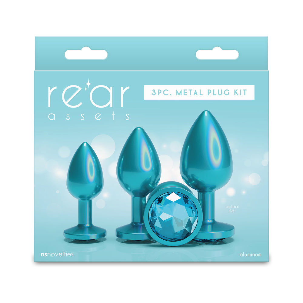 NS Novelties - Rear Assets Trainer Plug Kit Iridescent Teal/Teal - Anal Toys & Stimulators - Metal