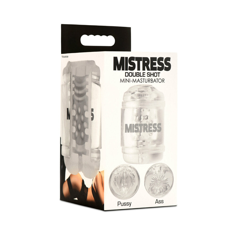 Curve Novelties - Mistress Double Shot Pussy and Ass Mini Masturbator Clear - Masturbation Aids for Males - TPE/TPR/Elastomers