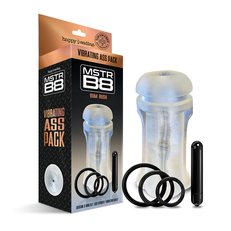 Global Novelties - Happy Ending Mstr B8 Vibrating Ass Pack - Bum Rush - Masturbation Aids for Males - TPE/TPR/Elastomers