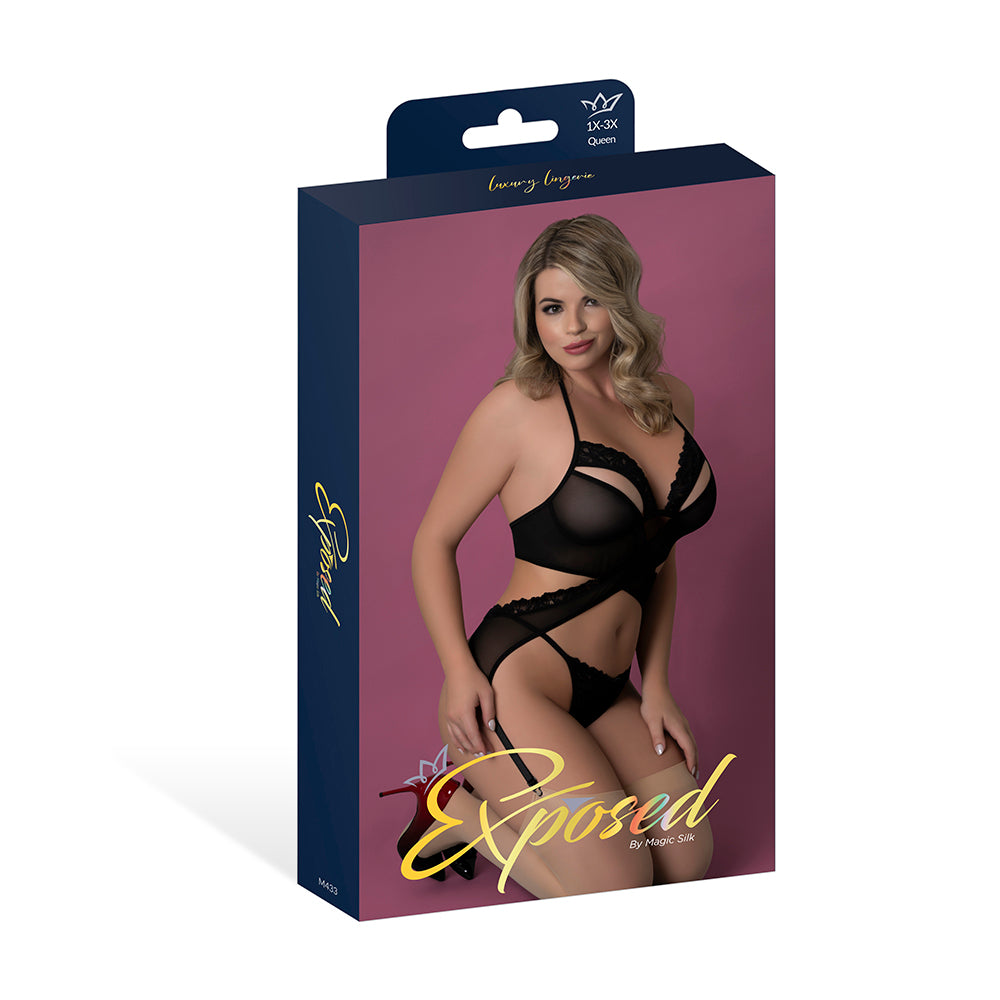 Magic Silk - Magic Silk Rush Merry Widow & Panty Set Black Queen Size - General