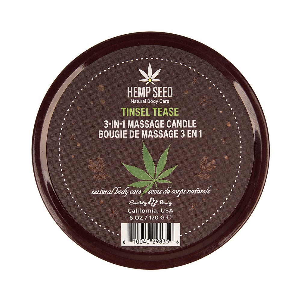 Earthly Body - Earthly Body Hemp Seed 3-in-1 Massage Candle Tinsel Tease 6 oz. - Lubricants, Creams & Glides