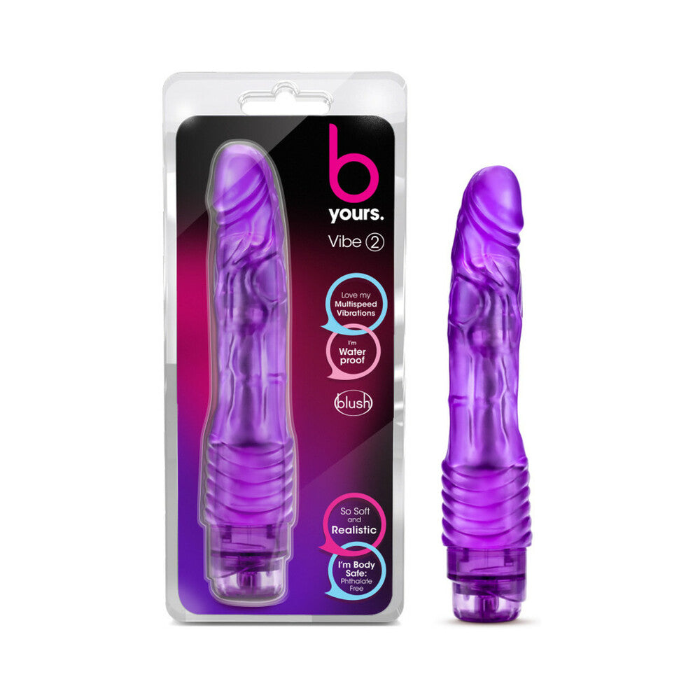 Blush - B Yours Vibe 2 Realistic 9 in. Vibrating Dildo Purple - Dildos - PVC