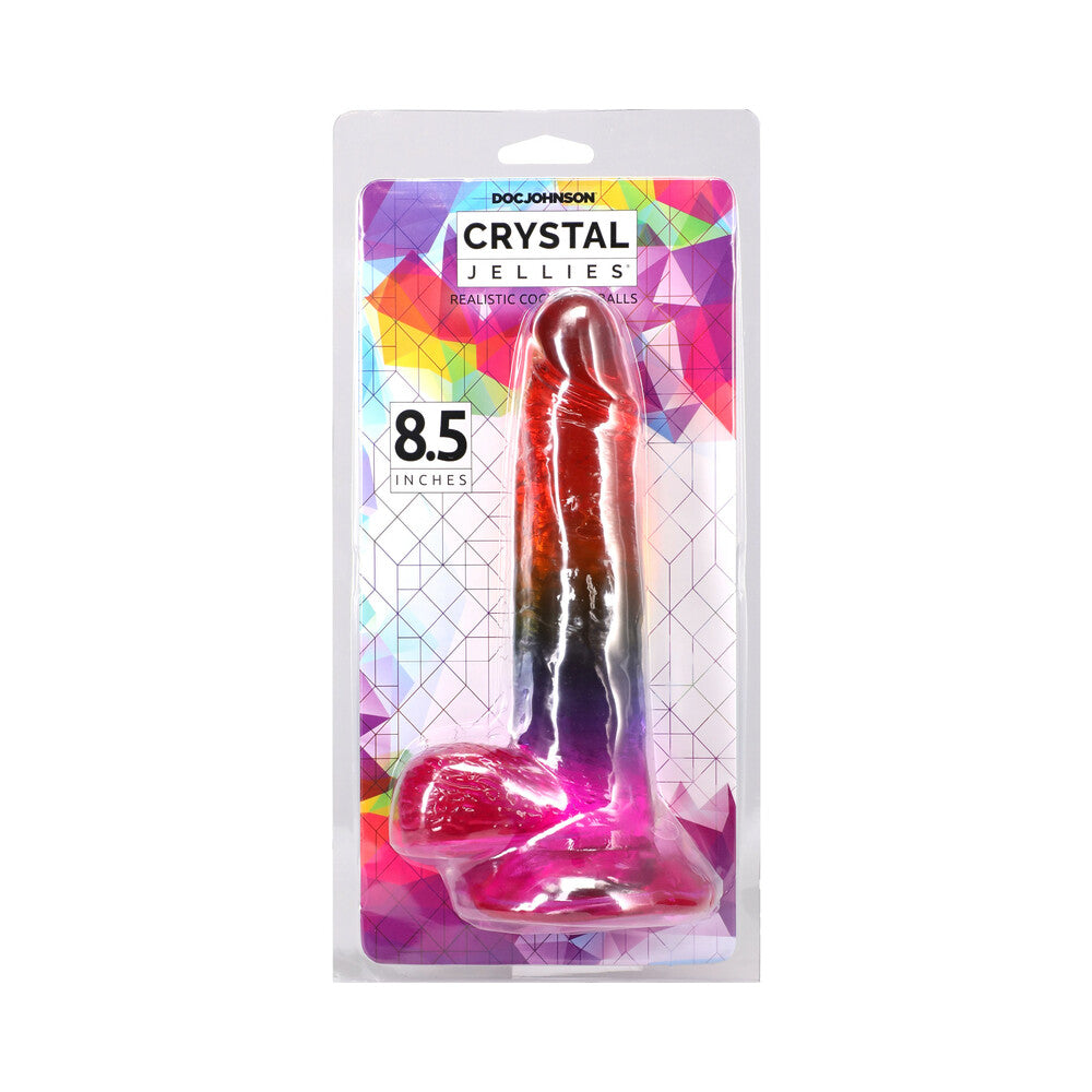 Doc Johnson - Crystal Jellies 8.5 in. Realistic Cock with Balls Rainbow - Dildos