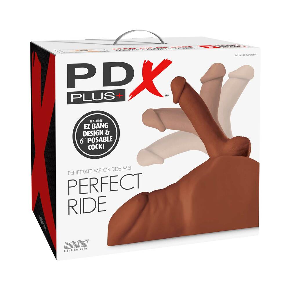 PDX Brands - PDX Plus Perfect Ride Anal Masturbator With 6 in. Posable Dildo Brown - Masturbation Aids for Males - TPE/TPR/Elastomers
