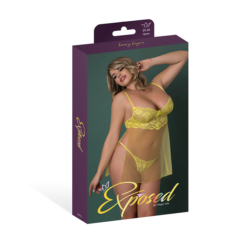 Magic Silk - Magic Silk Daffodil Dreams Babydoll & G-Set Yellow Queen Size - General