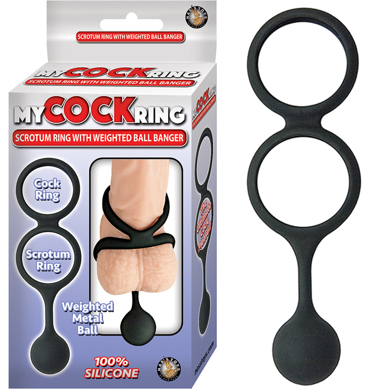 Nasstoys - My Cock Ring Scrotum Ring With Weighted Ball Banger Silicone Black - Cockrings - Silicone