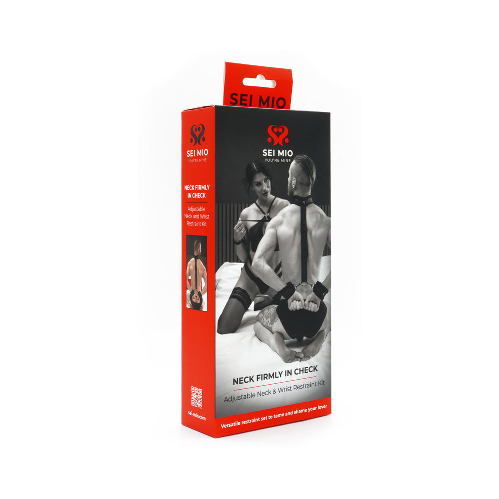 Creative Conceptions - SEI MIO Neck Firmly in Check Adjustable Neck & Wrist Restraint Kit - Bondage & Fetish Toys - Nylon
