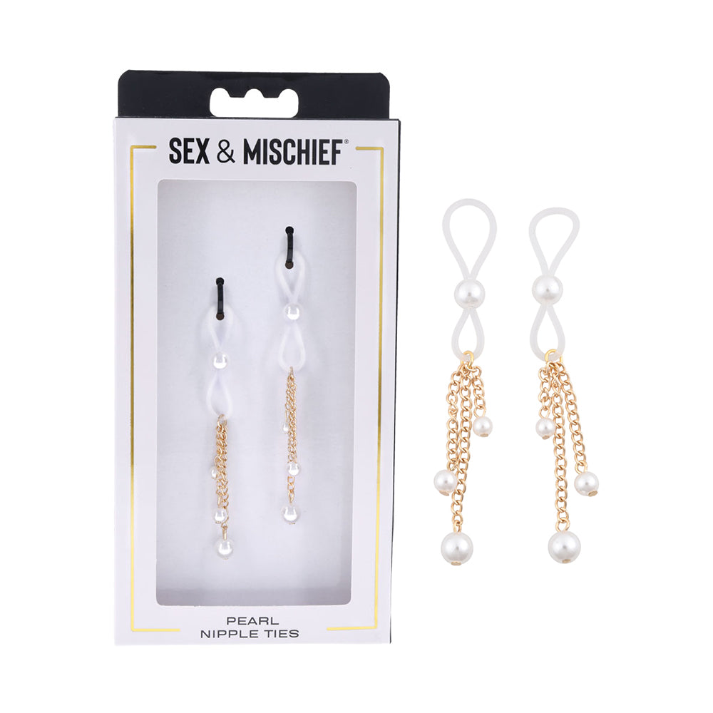 Sportsheets - Sportsheets Sex & Mischief Pearl Nipple Ties - Bondage & Fetish Toys - Metal