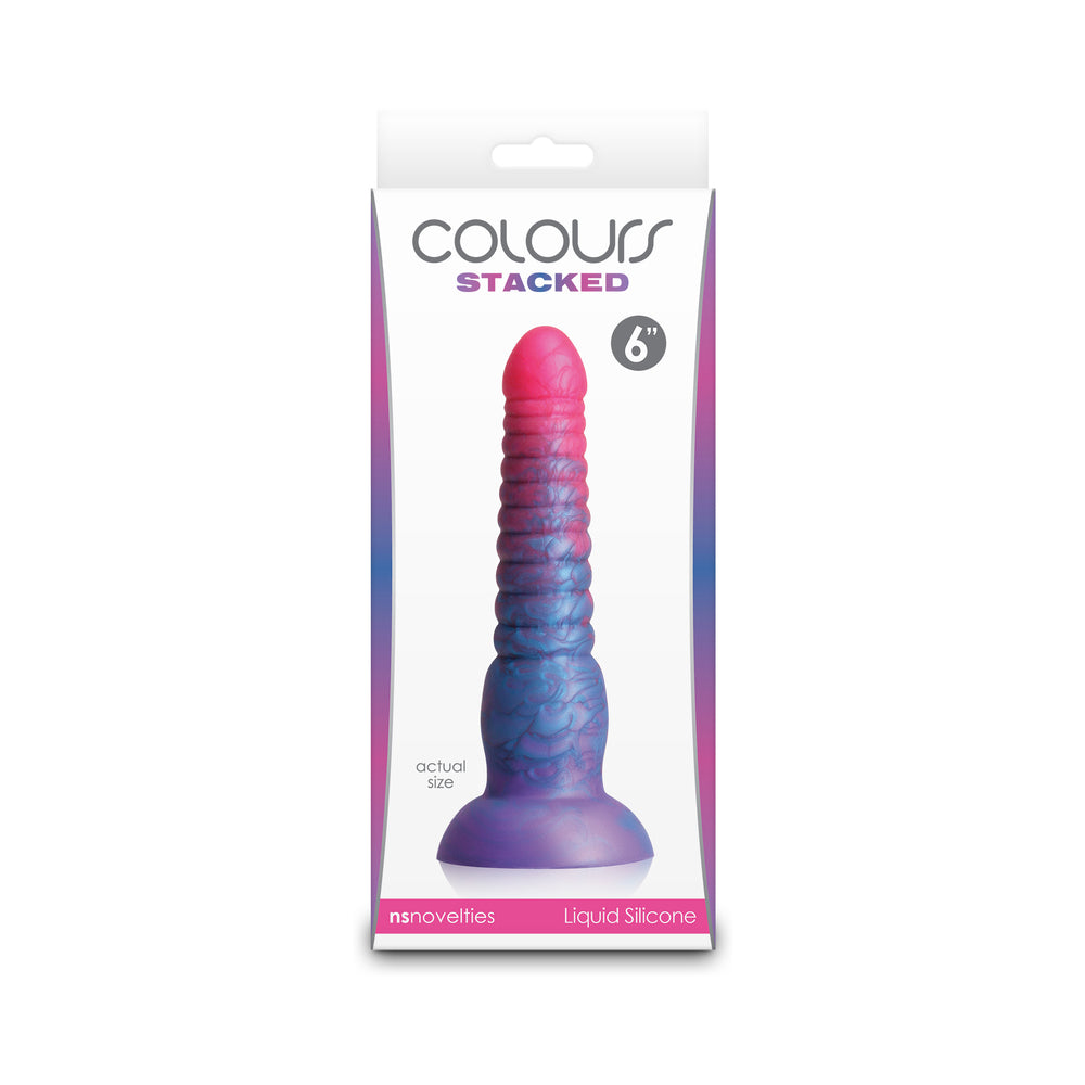 NS Novelties - Colours Stacked 6 in. Dildo Pink/Blue - Dildos - Silicone