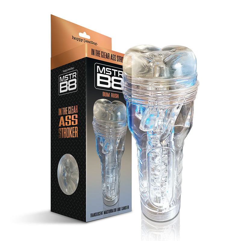 Global Novelties - Happy Endings MSTR B8 In The Clear Anal Stroker Bum Rush Canister - Masturbation Aids for Males - TPE/TPR/Elastomers