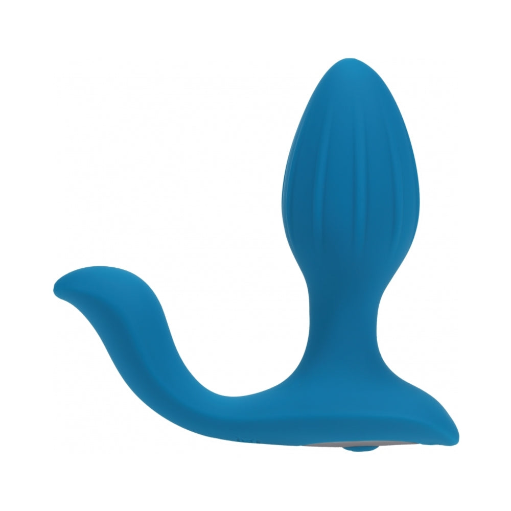 Shots - LEVELZ Vibrating & Rotating Silicone Anal Plug with Ball Stimulator Teal - Anal Toys & Stimulators