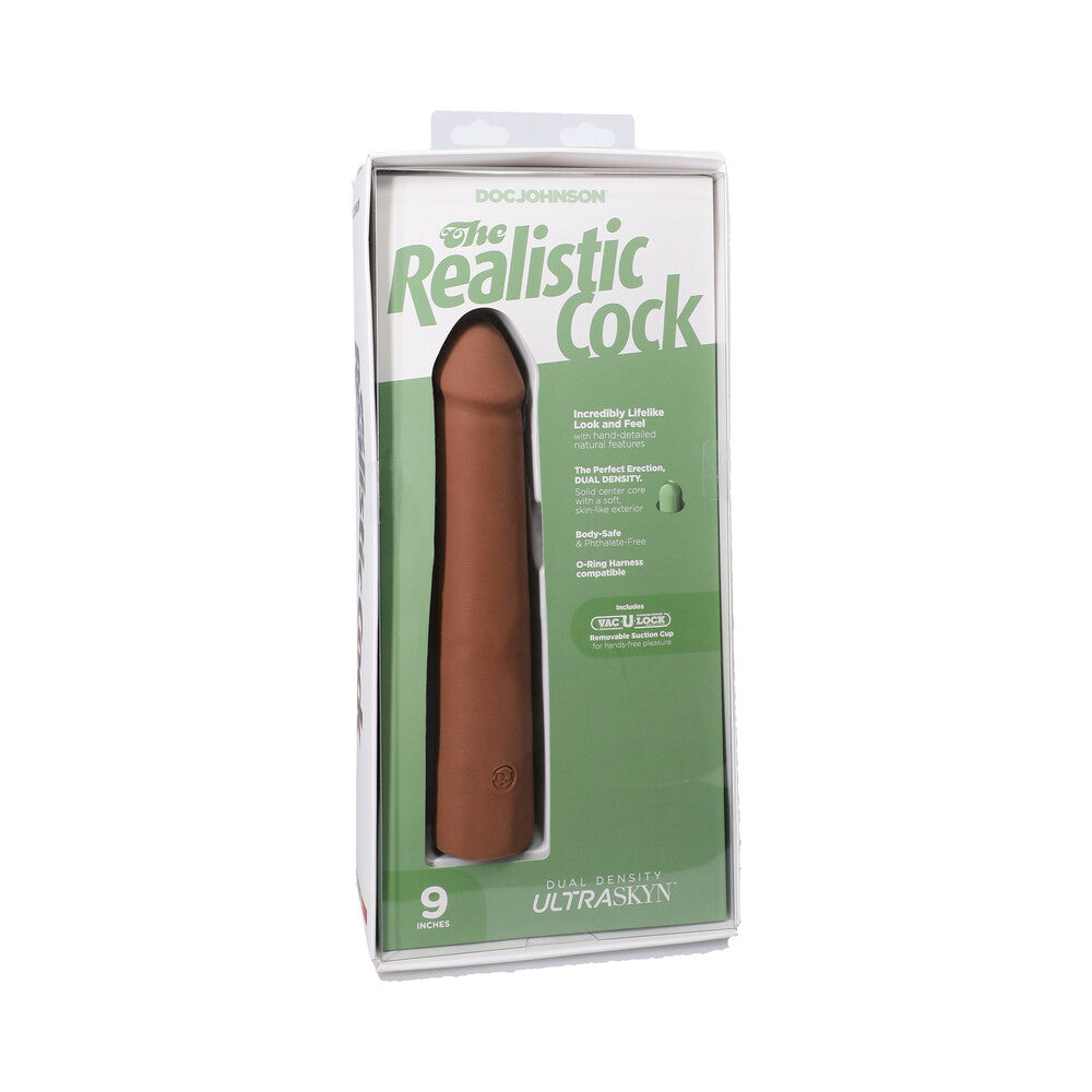 Doc Johnson - The Realistic Cock 9 in. ULTRASKYN Vac-U-Lock Dildo Caramel - Dildos - TPE/TPR/Elastomers