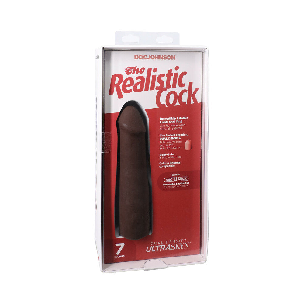 Doc Johnson - The Realistic Cock 7 in. ULTRASKYN Vac-U-Lock Dildo Chocolate - Dildos - TPE/TPR/Elastomers
