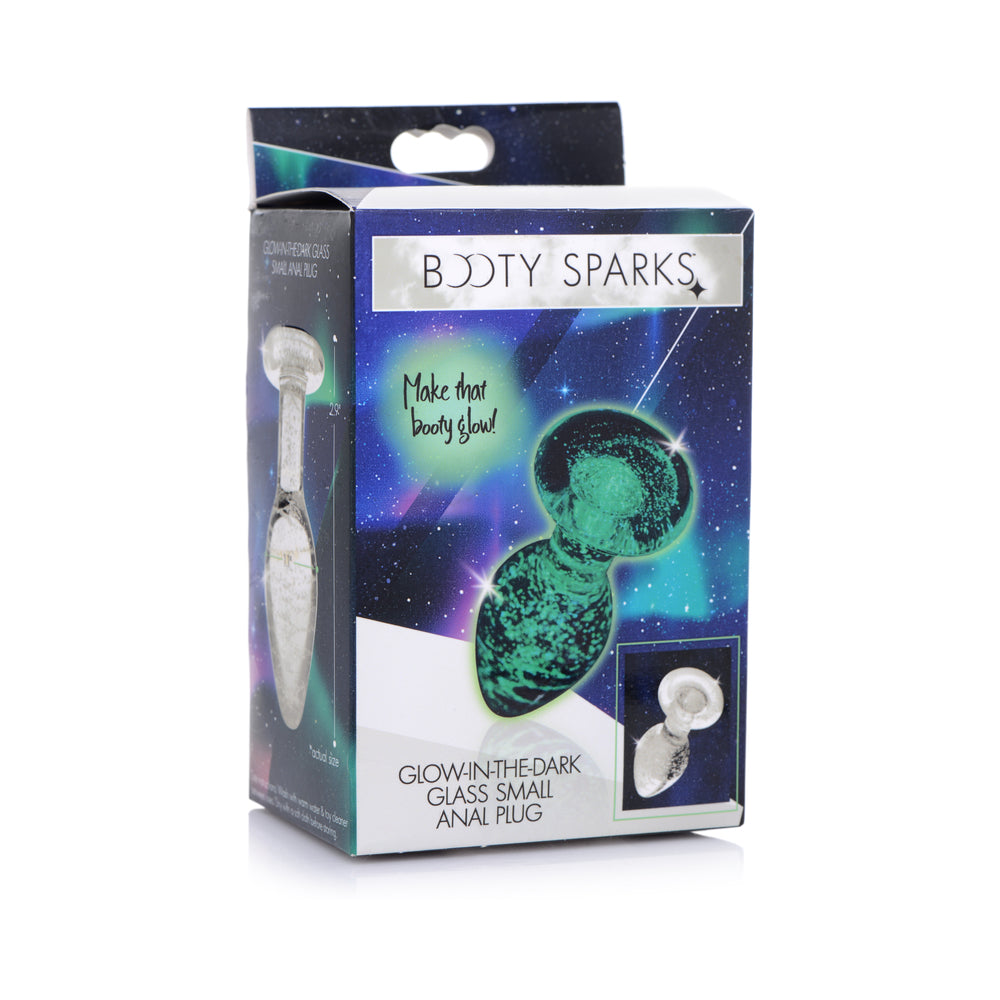 XR Brands - Booty Sparks Glow-in-the-Dark Glass Anal Plug Small - Anal Toys & Stimulators - Glass