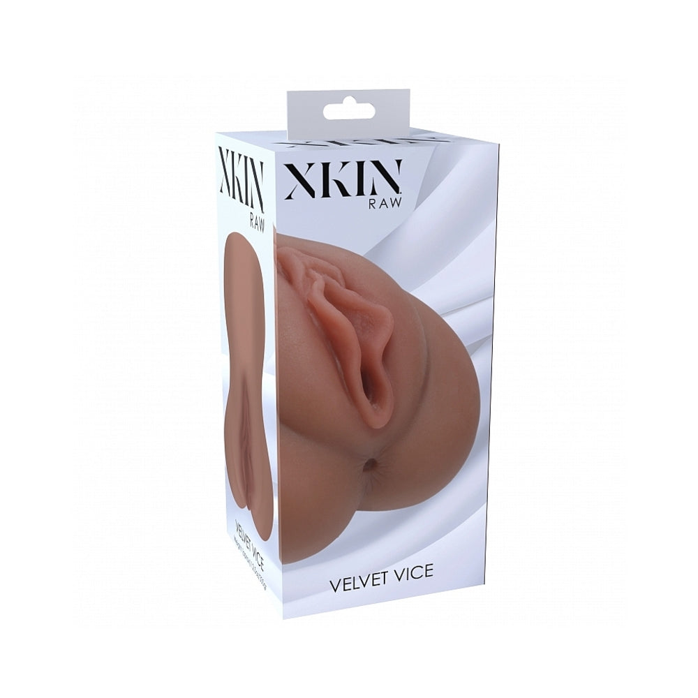 Shots - Xkin Raw Velvet Vice Stroker Brown - Masturbation Aids for Males