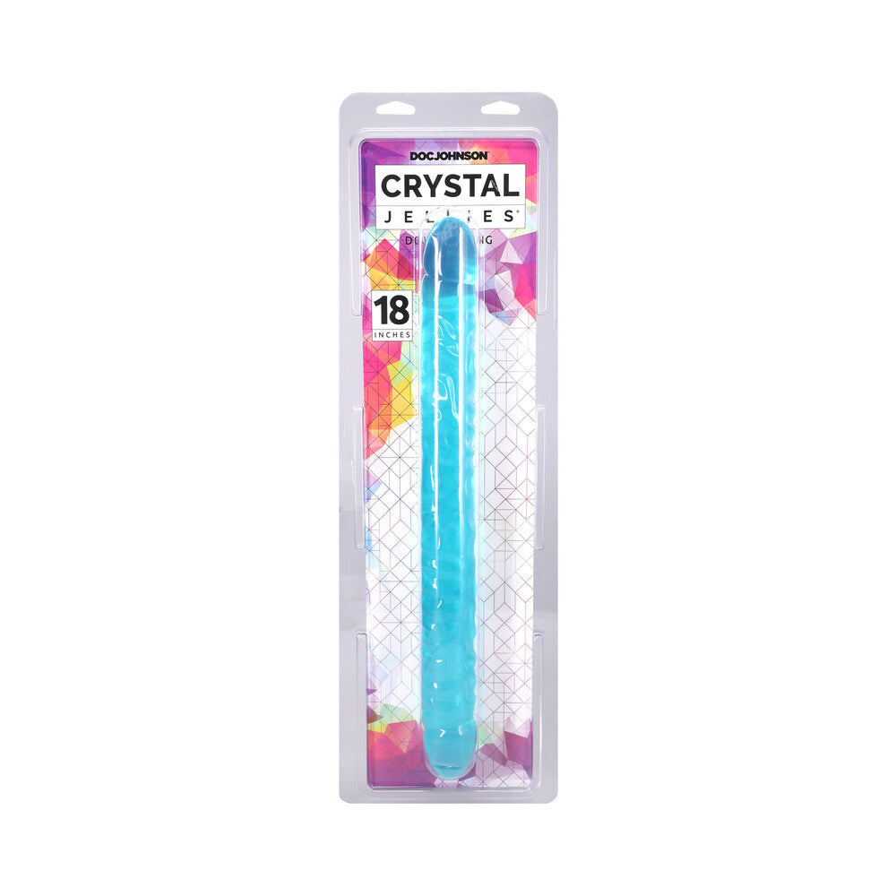 Doc Johnson - Crystal Jellies 18 in. Double Dong Teal - Dildos