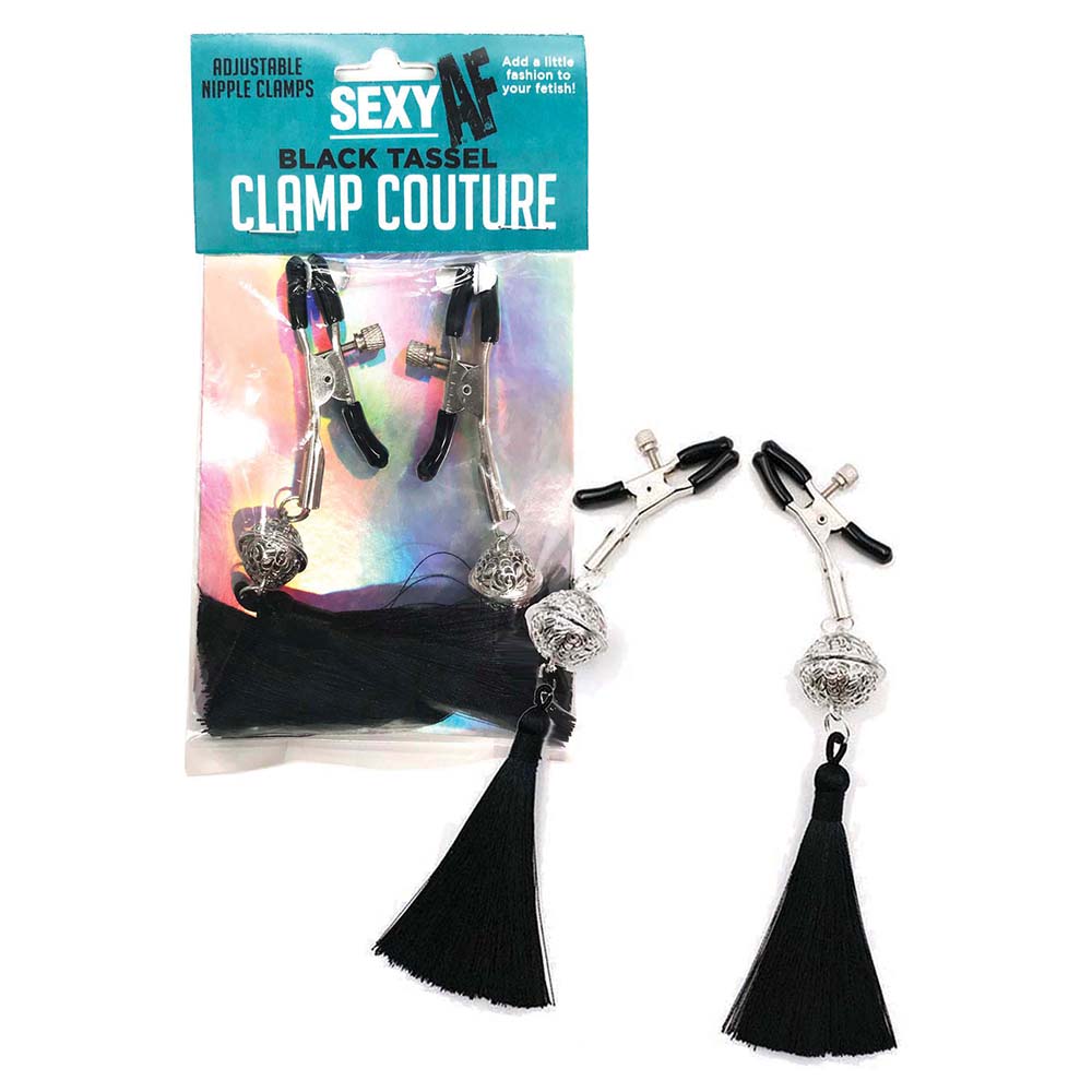 Little Genie - AF Sexy Nipple Clamps Black Tassle - Bondage & Fetish Toys - Metal