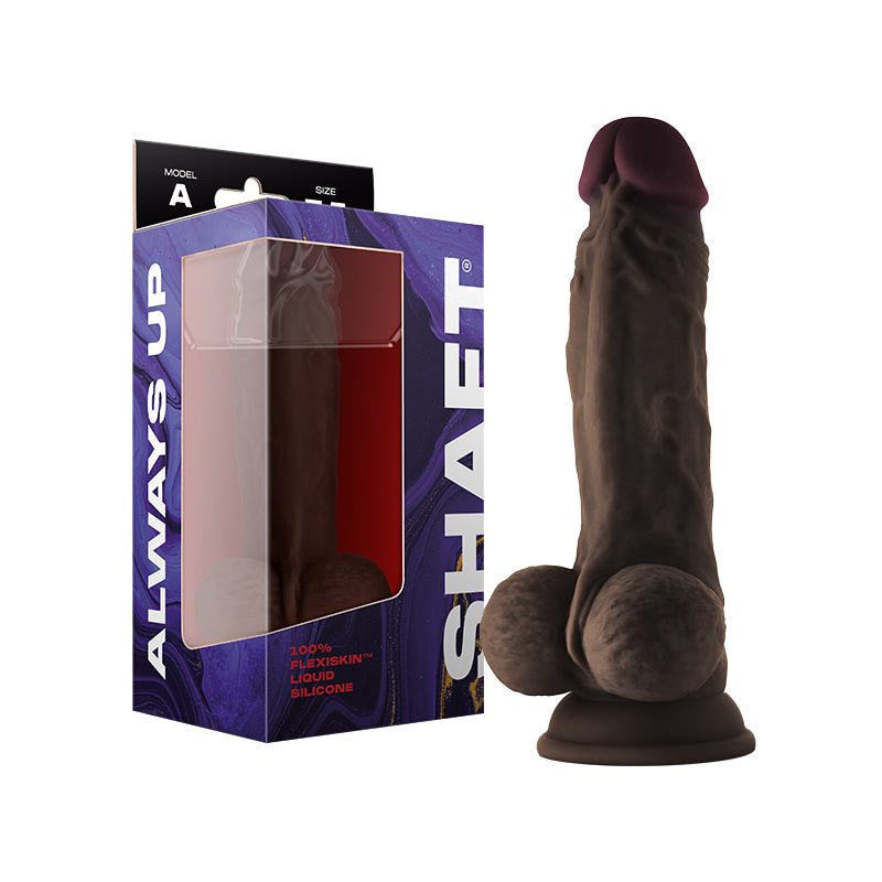 Shaft - Shaft Model A: 7.5 in. Dual Density Silicone Dildo with Balls Mahogany - Dildos - Silicone