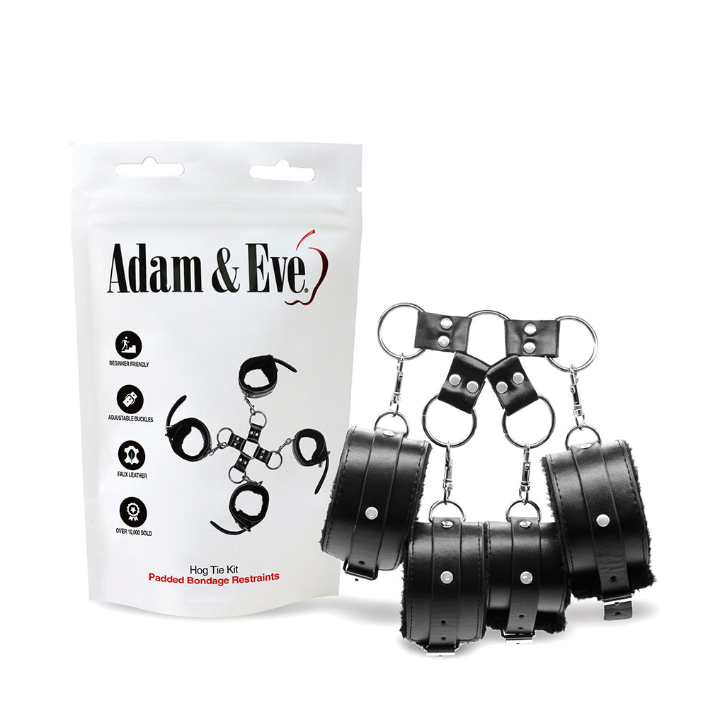 Adam & Eve - Adam & Eve Hog Tie Kit (Bag Packaging) - Bondage & Fetish Toys - Faux Leather/Vegan Leather