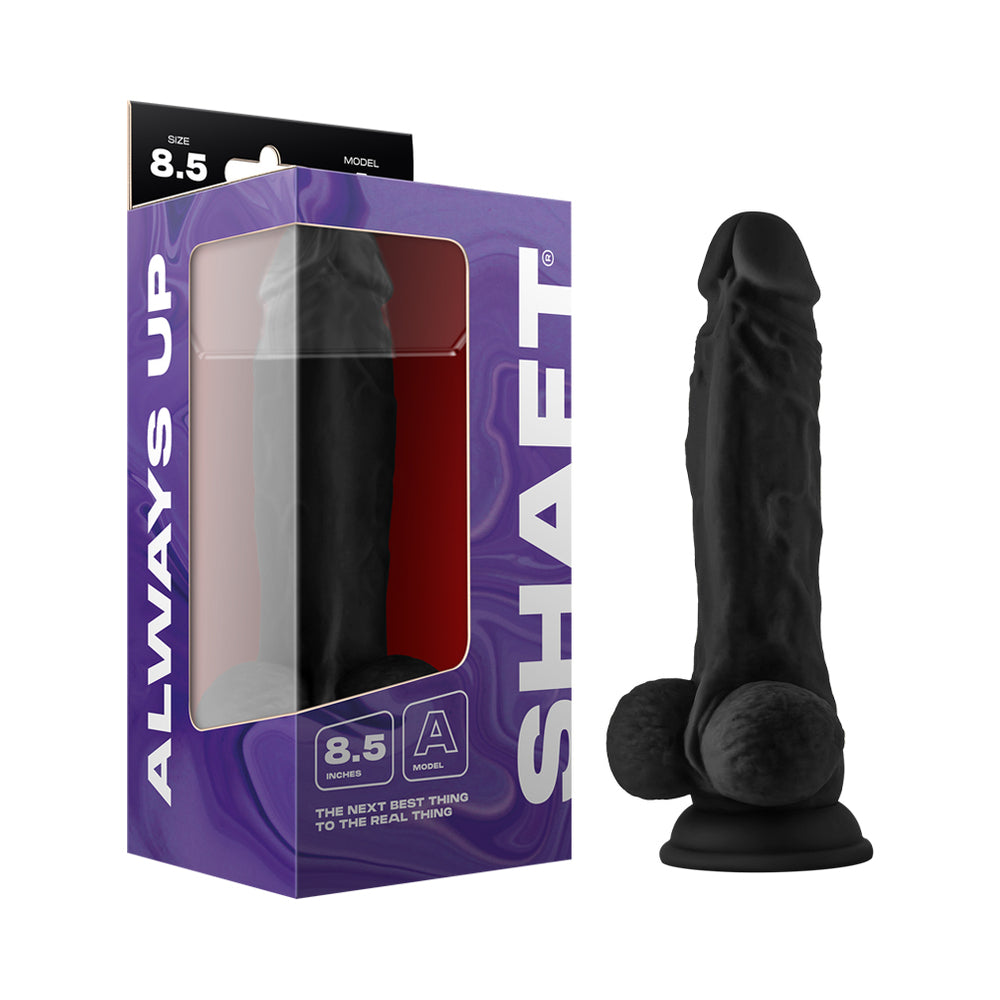 Shaft - Shaft Model A 8.5 in. Liquid Silicone Dong with Balls Black - Dildos - Silicone