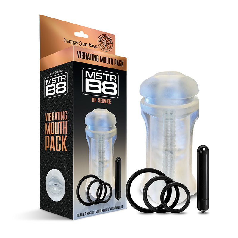 Global Novelties - Happy Ending Mstr B8 Vibrating Oral Pack - Lip Service - Masturbation Aids for Males - TPE/TPR/Elastomers