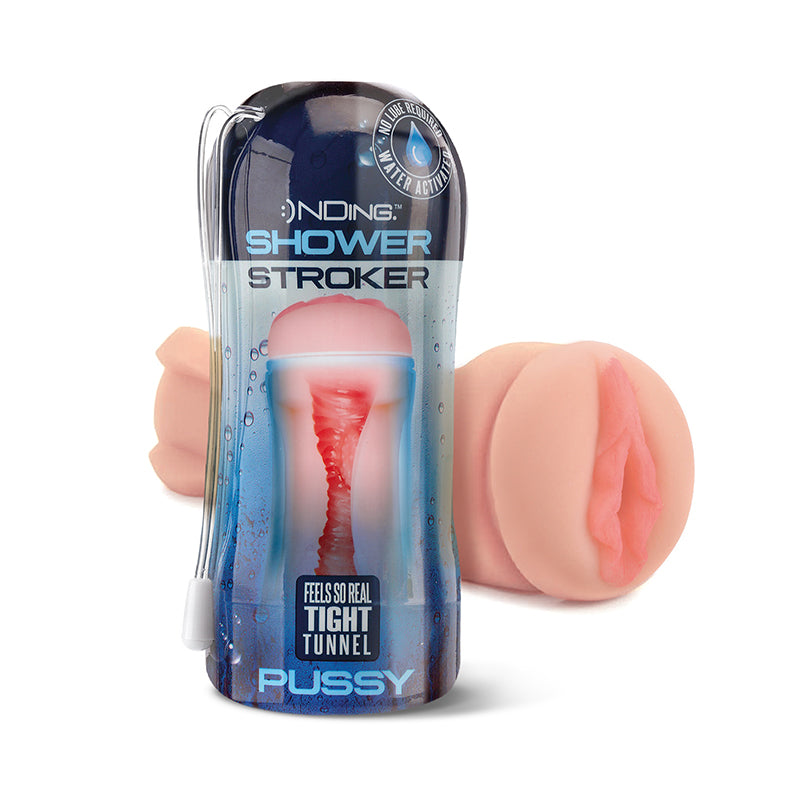 Global Novelties - Happy Ending Self-Lubricating Shower Stroker - Pussy - Masturbation Aids for Males - TPE/TPR/Elastomers