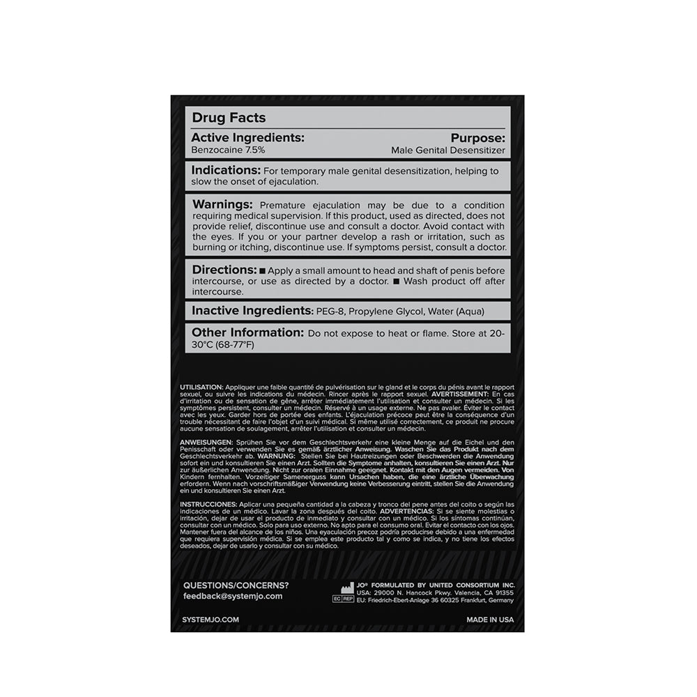 System JO - JO Prolonger Benzocaine Desensitizing Spray 2 oz. - Supplements & Enhancers - Liquid