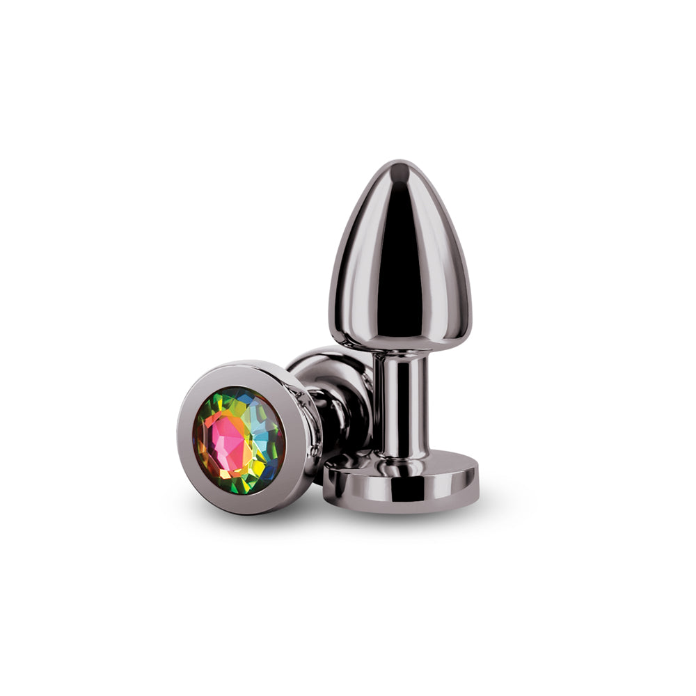 NS Novelties - Rear Assets Petite Metal Anal Plug Gunmetal/Rainbow - Anal Toys & Stimulators - Metal