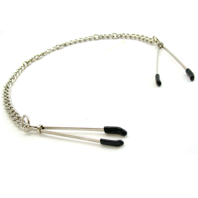 PHS International - H2H Nipple Clamps Tweezer With Chain (Chrome) - Bondage & Fetish Toys - Metal