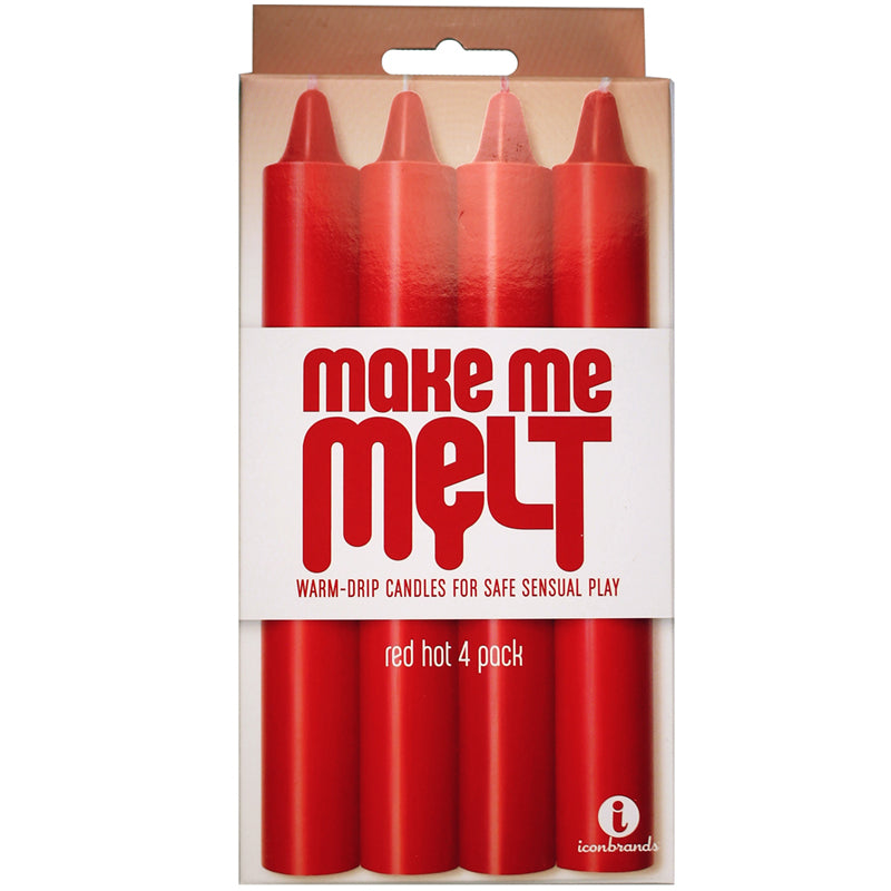 Icon Brands - The 9''s, Make Me Melt Sensual Warm-Drip Candles, 4 Pack, Red Hot - General - Wax