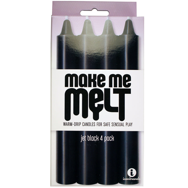 Icon Brands - The 9''s, Make Me Melt Sensual Warm-Drip Candles, 4 Pack, Jet Black - General - Wax