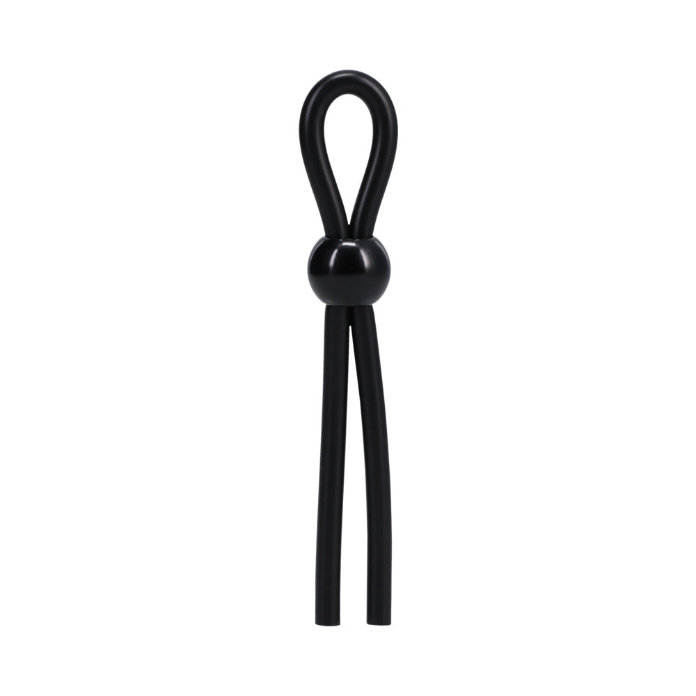Rock Solid - Rock Solid The Lasso/Bolo Single Lock Adjustable Black - Cockrings - TPE/TPR/Elastomers